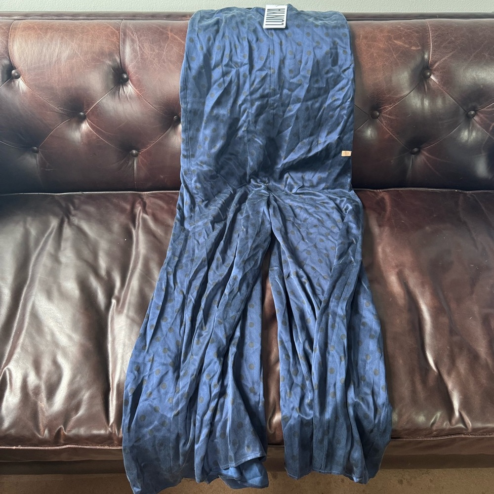 LUNYA BNWT Washable Silk Elastic Strap Jumpsuit in Blue Ellipsis Size M - Picture 2 of 8